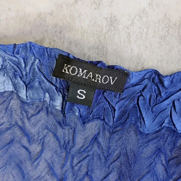 Komarov Sheer Cardigan Topper Women Small Blue Brooch Crinkle Mother Of Bride - Picture 6 of 11